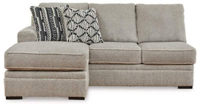 Left-Arm Facing Sofa Chaise In Solid Sisal Fabric