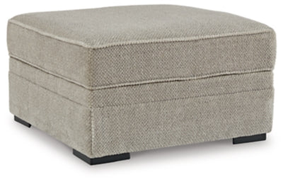 Ottoman With Storage In Solid Sisal Fabric