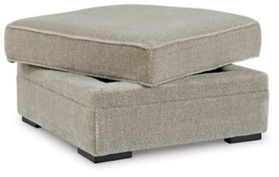 Ottoman With Storage In Solid Sisal Fabric