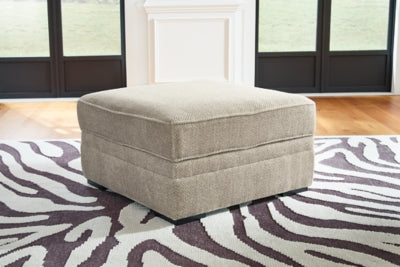Ottoman With Storage In Solid Sisal Fabric