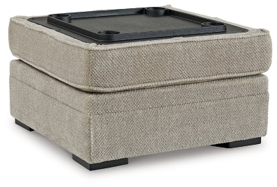 Ottoman With Storage In Solid Sisal Fabric