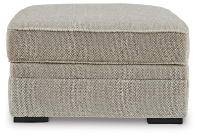 Ottoman With Storage In Solid Sisal Fabric