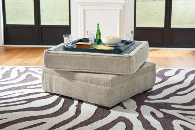 Ottoman With Storage In Solid Sisal Fabric