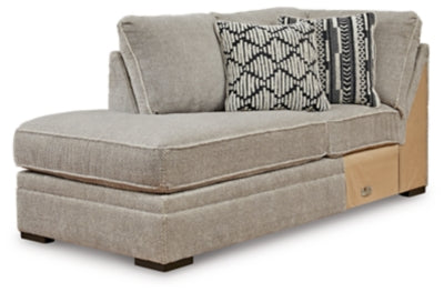 Left-Arm Facing Corner Chaise In Solid Sisal Fabric