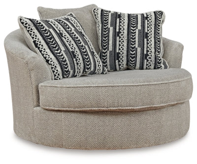 Oversized Swivel Accent Chair In Solid Sisal Fabric