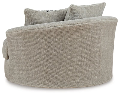 Oversized Swivel Accent Chair In Solid Sisal Fabric