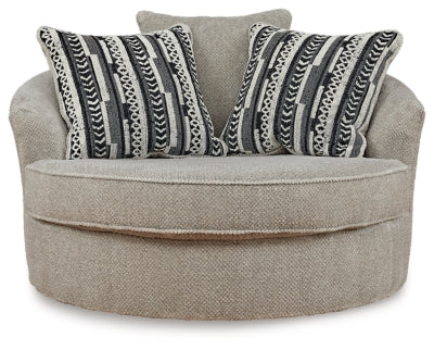 Oversized Swivel Accent Chair In Solid Sisal Fabric
