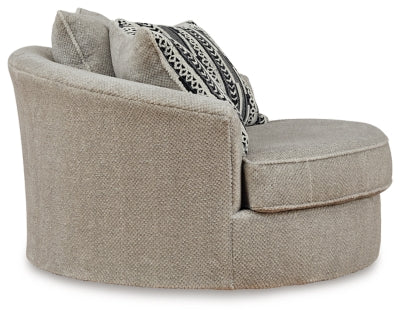 Oversized Swivel Accent Chair In Solid Sisal Fabric