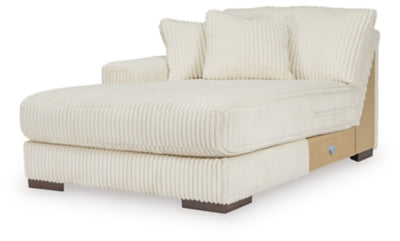 Left-Arm Facing Corner Chaise In Solid Ivory Fabric