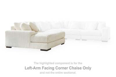 Left-Arm Facing Corner Chaise In Solid Ivory Fabric
