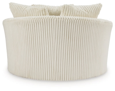 Oversized Swivel Accent Chair In Solid Ivory Fabric