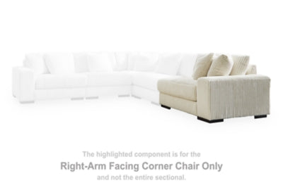 Right-Arm Facing Corner Chair In Solid Ivory Fabric