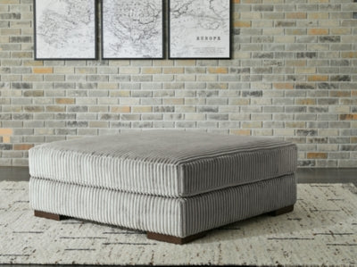 Oversized Accent Ottoman In Solid Fog Fabric