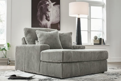 Chaise In Solid Fog Fabric