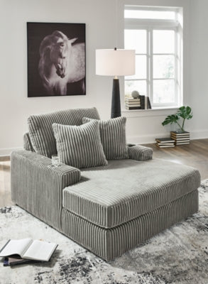 Chaise In Solid Fog Fabric