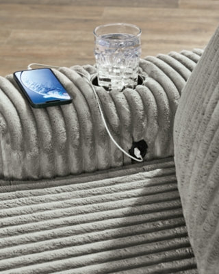 Chaise In Solid Fog Fabric