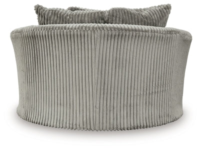 Oversized Swivel Accent Chair In Solid Fog Fabric