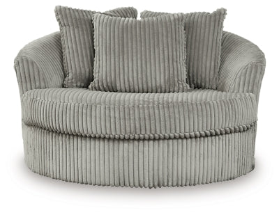 Oversized Swivel Accent Chair In Solid Fog Fabric
