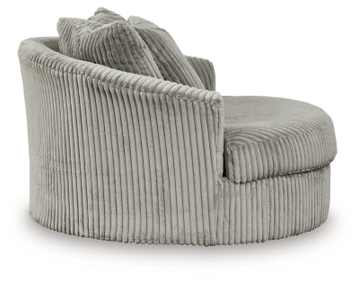 Oversized Swivel Accent Chair In Solid Fog Fabric