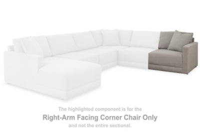 Right-Arm Facing Corner Chair In Solid Shadow Fabric