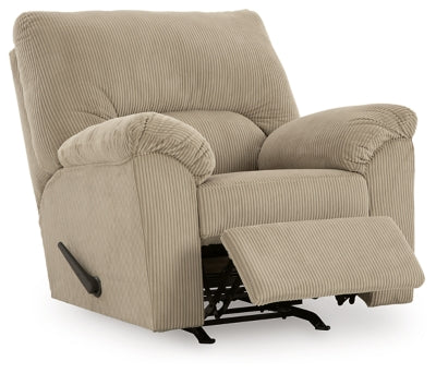 Recliner In Solid Sand Fabric