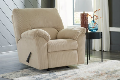 Recliner In Solid Sand Fabric