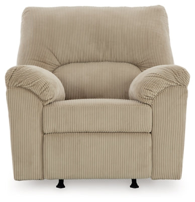 Recliner In Solid Sand Fabric
