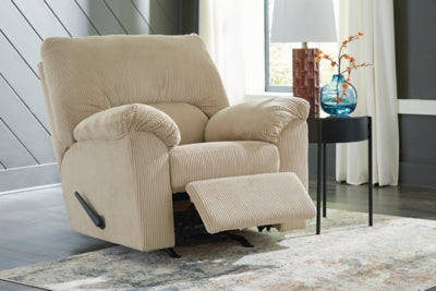 Recliner In Solid Sand Fabric