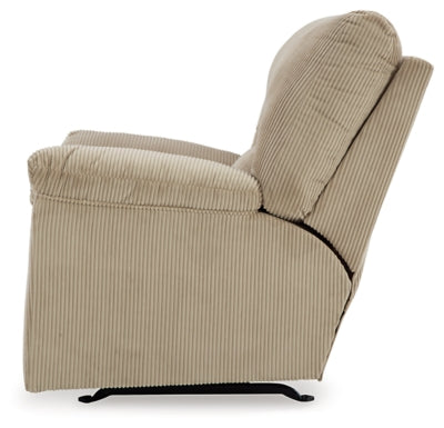 Recliner In Solid Sand Fabric