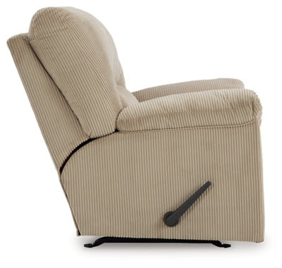 Recliner In Solid Sand Fabric