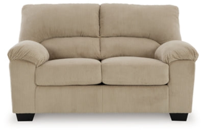 Loveseat In Solid Sand Fabric