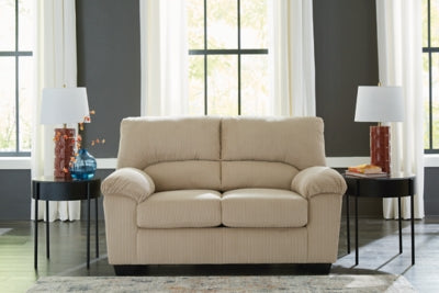 Loveseat In Solid Sand Fabric