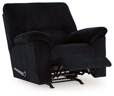Recliner In Solid Onyx Fabric