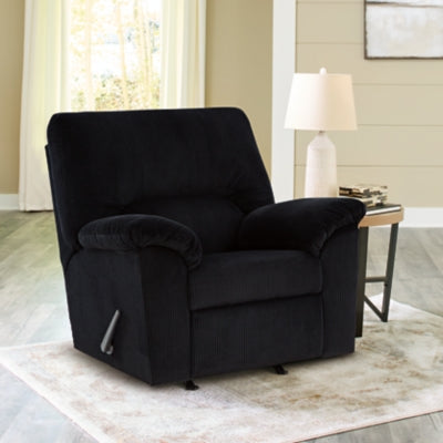 Recliner In Solid Onyx Fabric