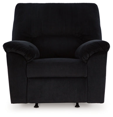 Recliner In Solid Onyx Fabric