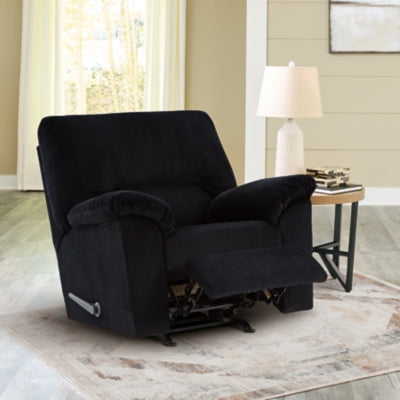 Recliner In Solid Onyx Fabric
