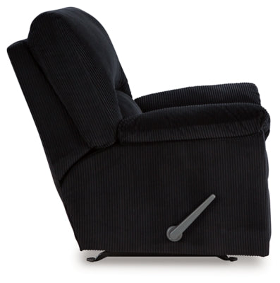 Recliner In Solid Onyx Fabric