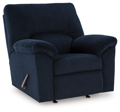 Recliner In Solid Navy Fabric