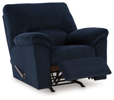 Recliner In Solid Navy Fabric