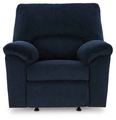Recliner In Solid Navy Fabric