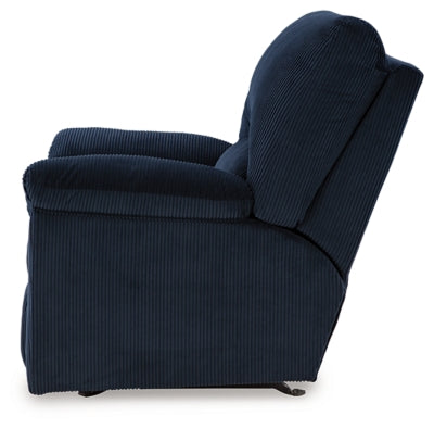 Recliner In Solid Navy Fabric