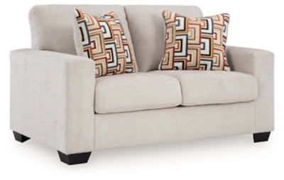 Loveseat In Solid Stone Fabric