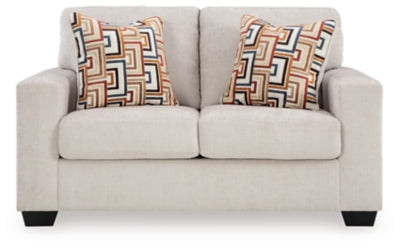 Loveseat In Solid Stone Fabric