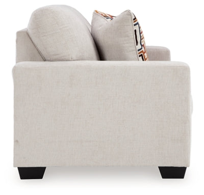 Loveseat In Solid Stone Fabric