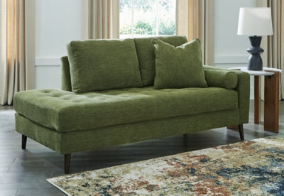 Right-Arm Facing Corner Chaise In Solid Olive Fabric