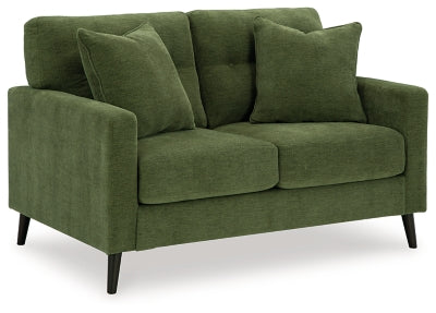 Loveseat In Solid Olive Fabric