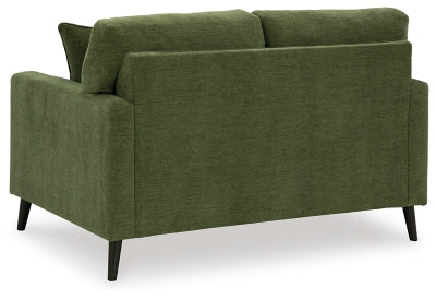 Loveseat In Solid Olive Fabric