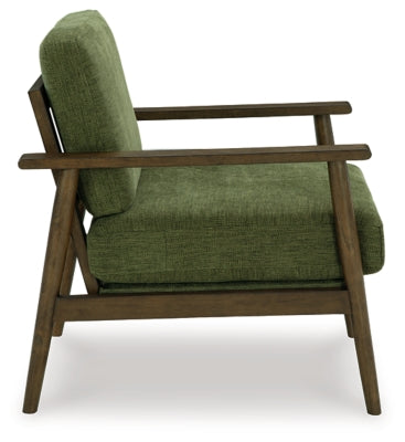 Showood Accent Chair In Solid Olive Fabric