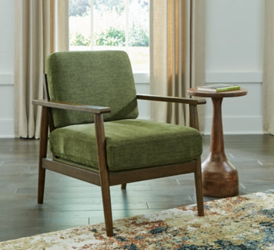 Showood Accent Chair In Solid Olive Fabric