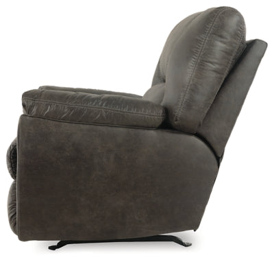 Recliner In Solid Pewter Fabric